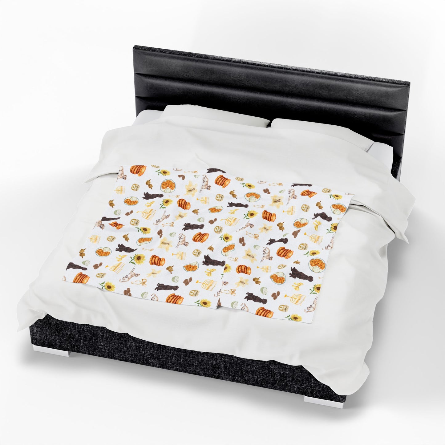 Hanukkah Plush Throw Blanket - Labradors & Latkes - Fairly Flora