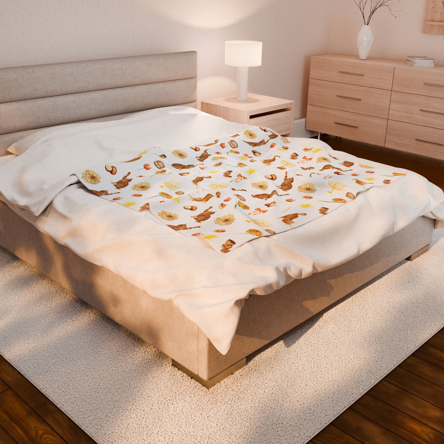 Hanukkah Plush Throw Blanket - Orange Cat Behavior - Fairly Flora