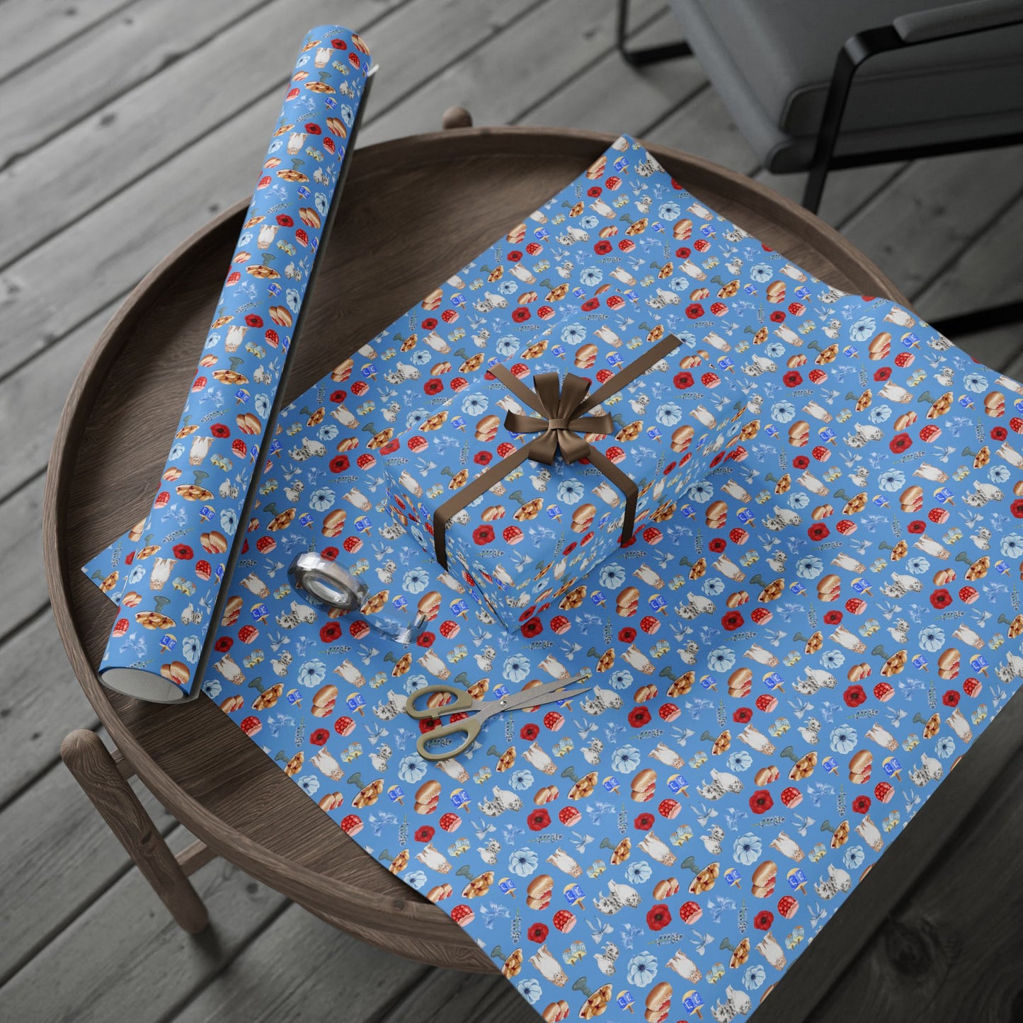 Hanukkah Gift Wrapping Paper - Shelties & Sufganiyot