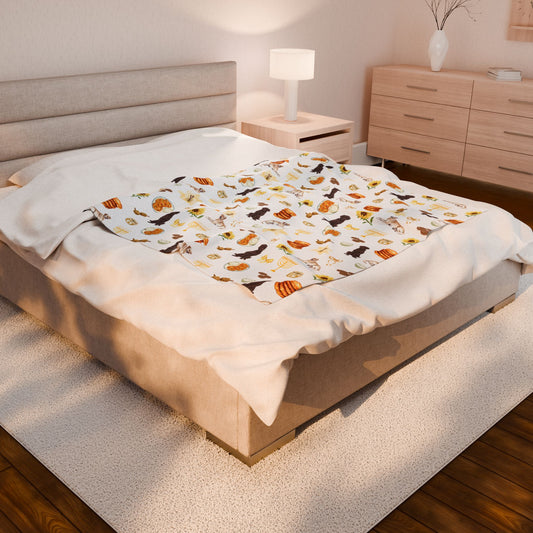 Hanukkah Plush Throw Blanket - Labradors & Latkes - Fairly Flora