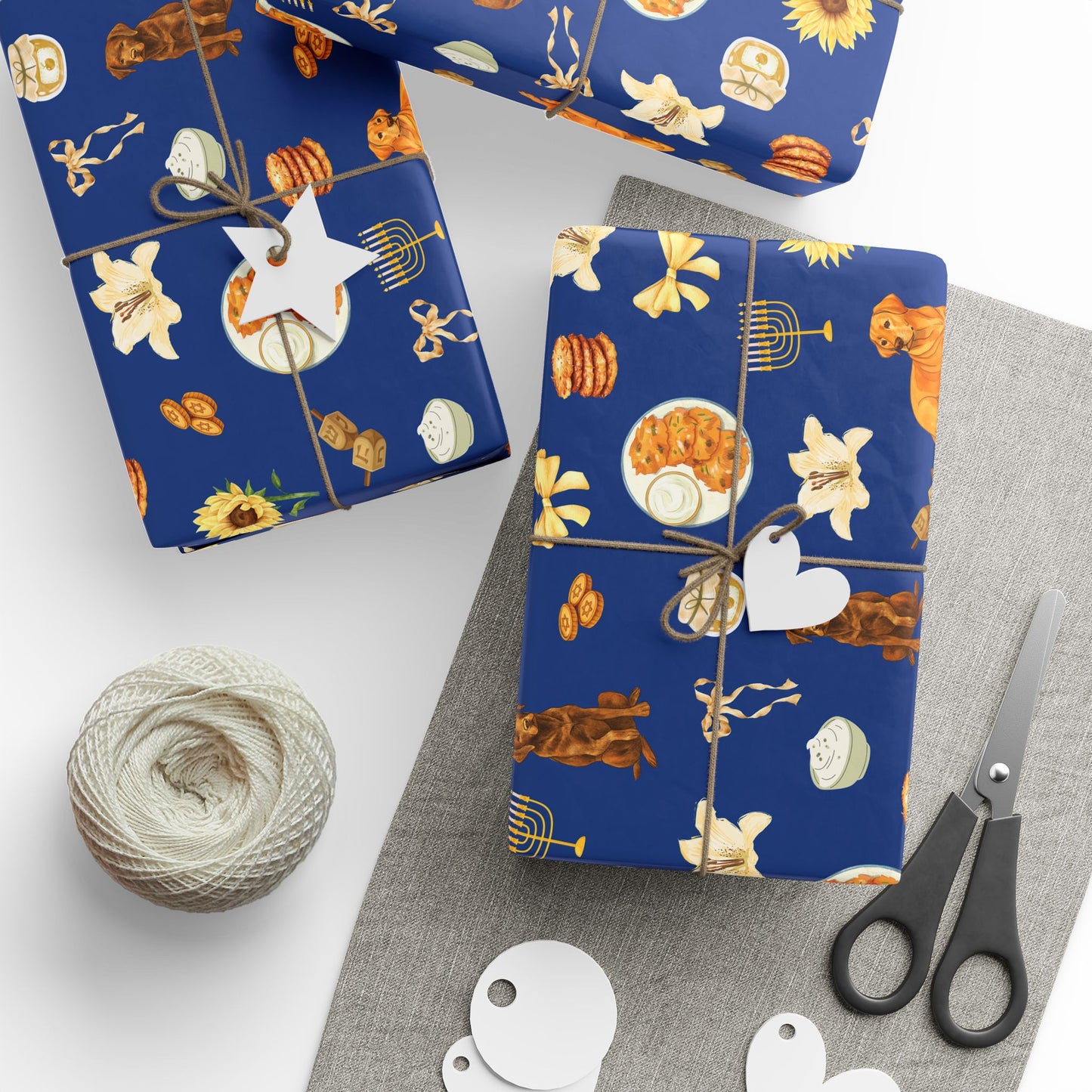 Hanukkah Gift Wrapping Paper - Labradors & Latkes