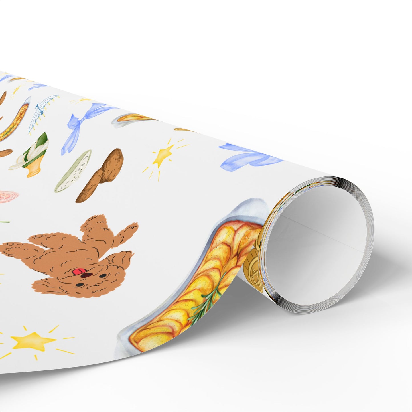 Hanukkah Gift Wrapping Paper - Doodles & Kugels