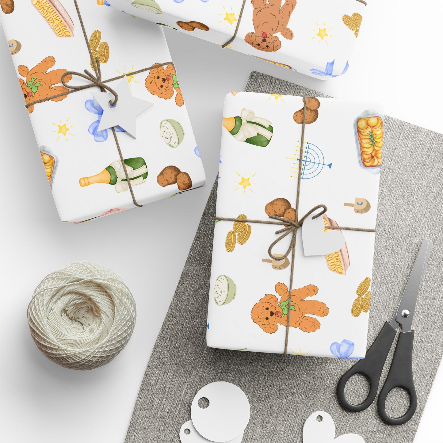 Hanukkah Gift Wrapping Paper - Doodles & Kugels