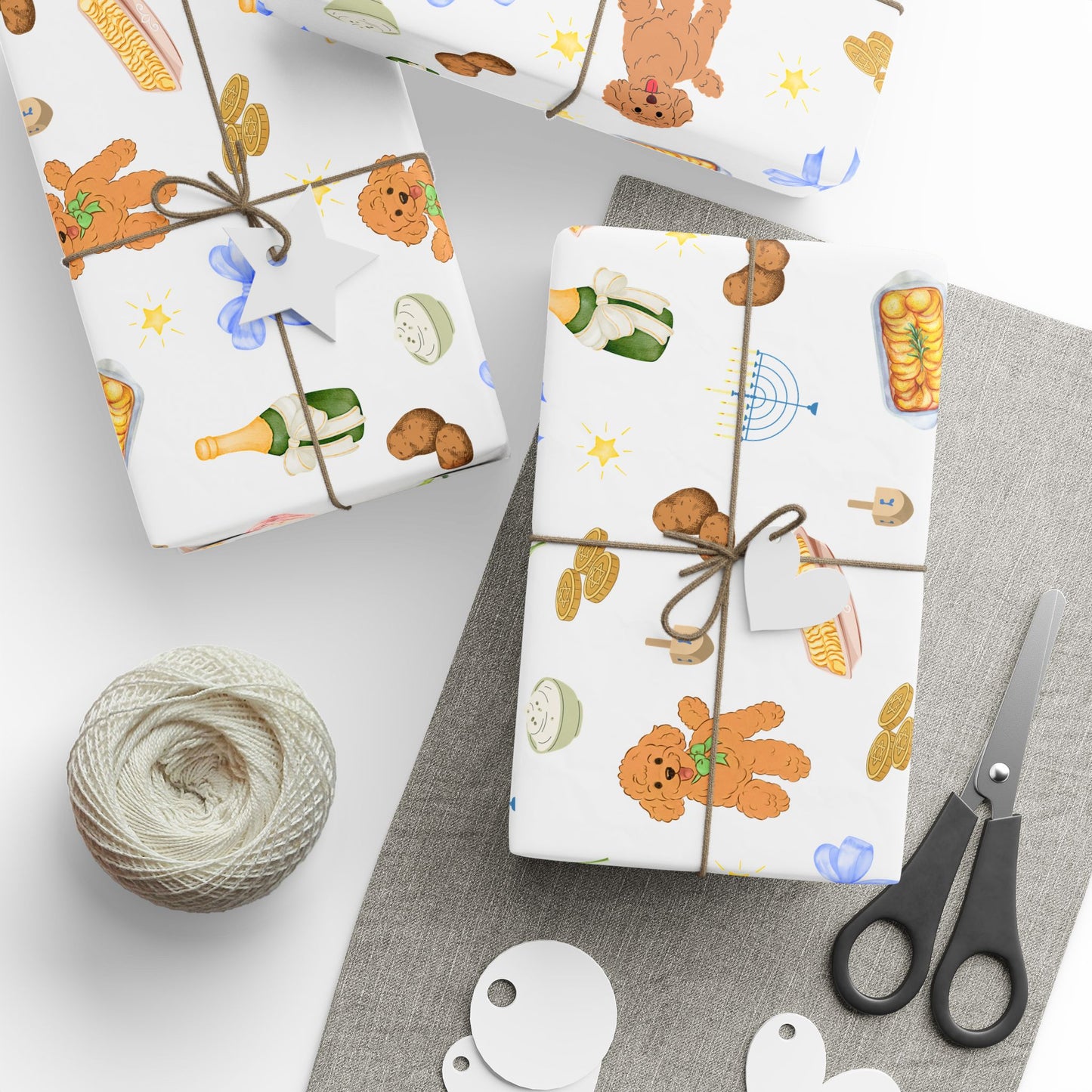 Hanukkah Gift Wrapping Paper - Doodles & Kugels